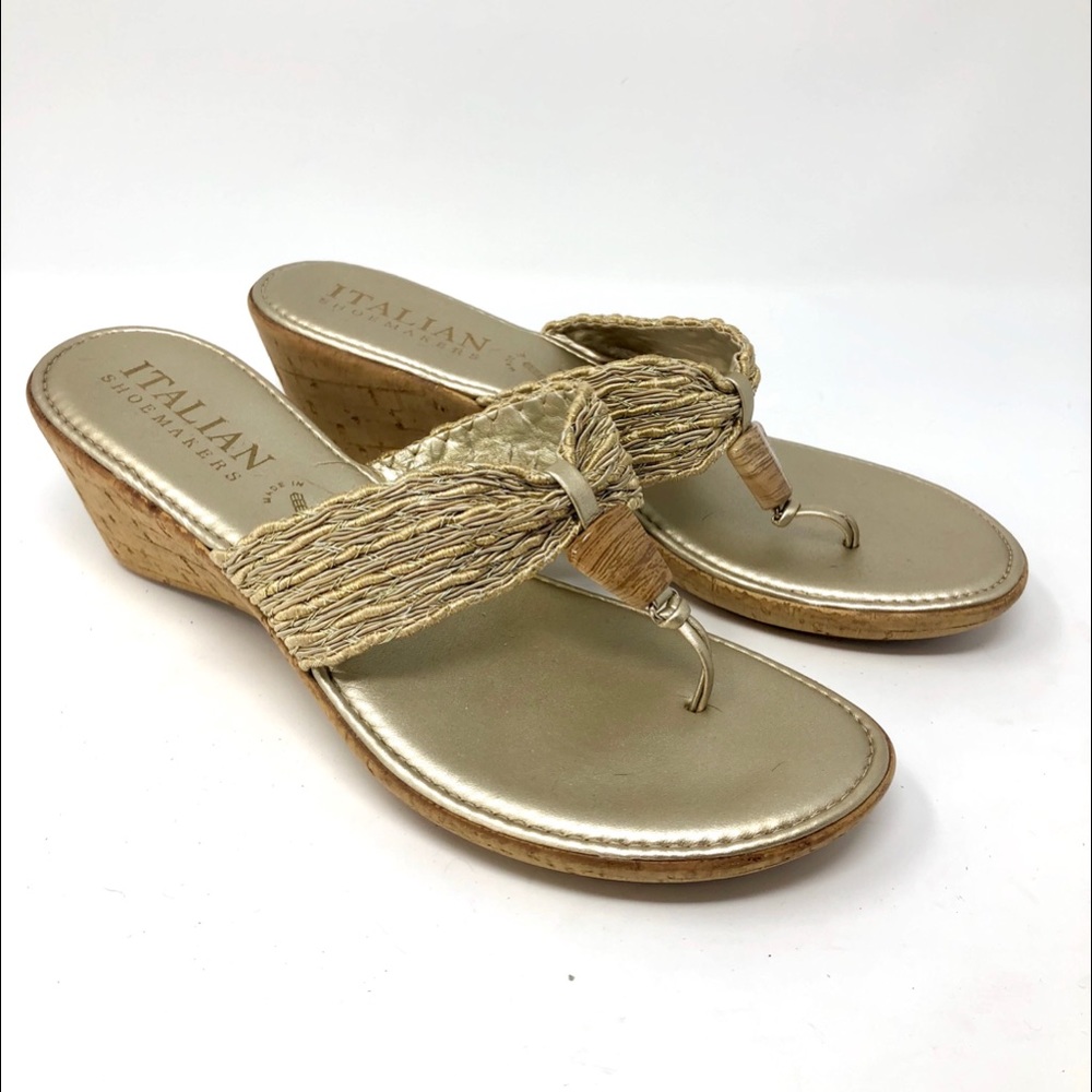 Italian Shoemakers Thong Wedge Heel Sandal 10 M